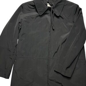 Vintage New York Harbor Raincoat Hooded Women‎ L Black Gingham Lined Gorpcore